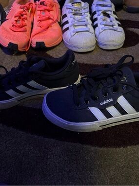 adidas Black and White Low-Top Sneakers with Three Stripes